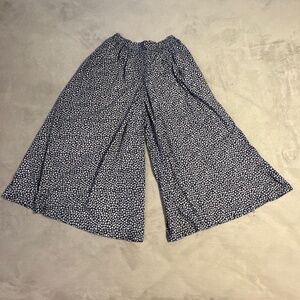 Vintage Wide-Leg Palazzo Pants Liz Sport Women's Medium Blue Floral Hippie Boho